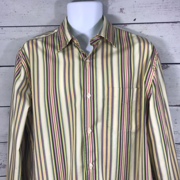 Express Men's Long Sleeve, Yellow Stripes - Picture 4 of 8